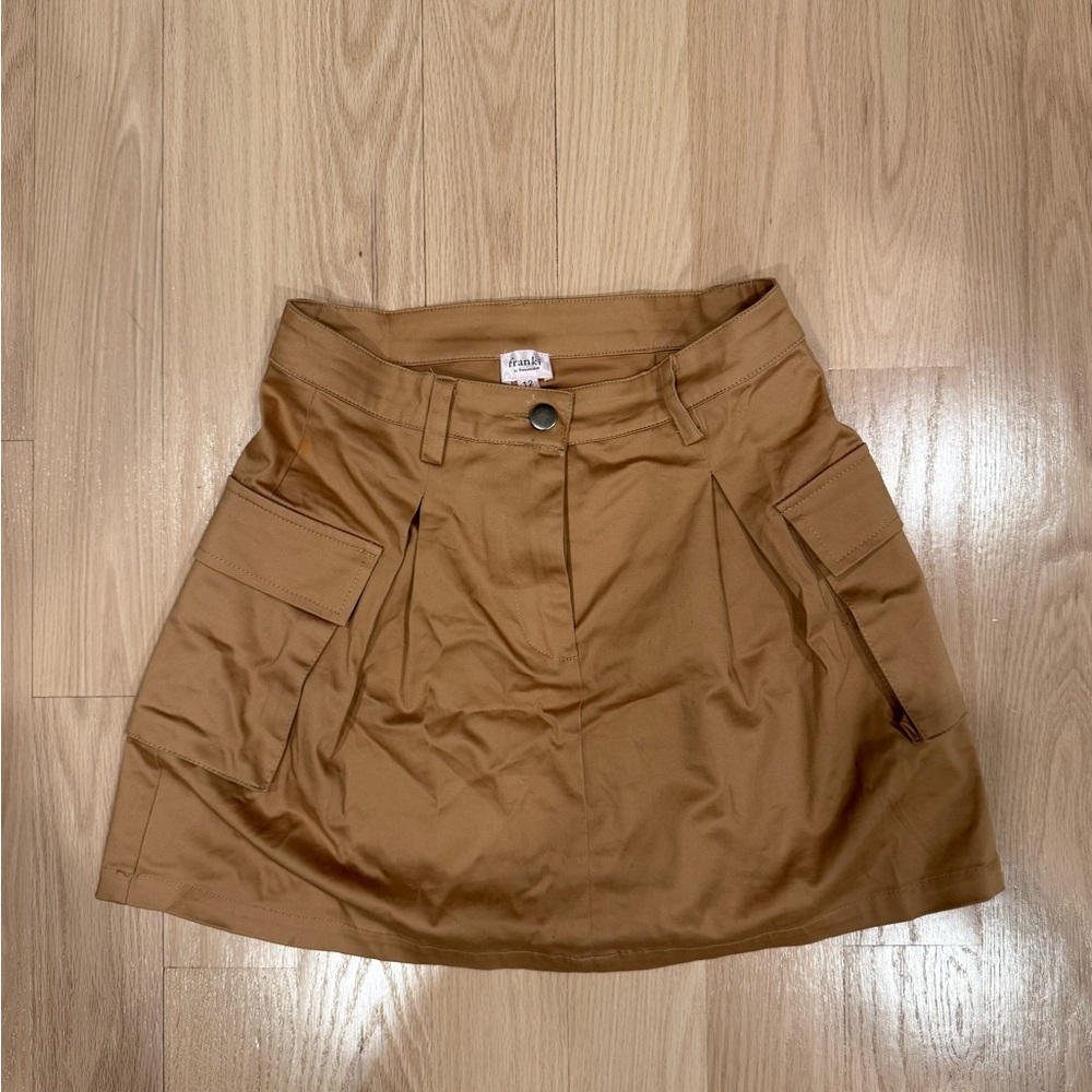 Tan Mini Skirt with Pockets